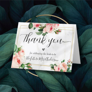 Blush Script Bridal Shower Thank You Card