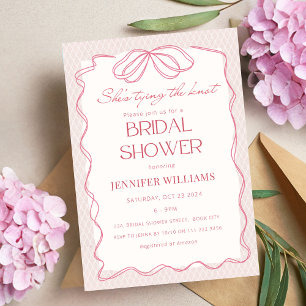 Blush She's Tying the Knot Lace Bridal Shower  Invitation