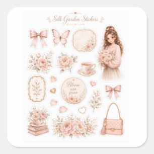 Blush Silk Garden Floral Stickers