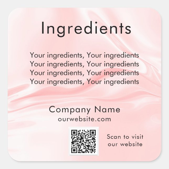 Blush silk product ingredient list qr code label (Front)