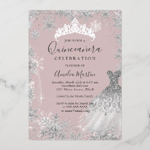 Blush Silver Winter Snowflake Quinceanera 
