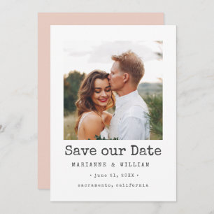 BLUSH Simple SQUARE Photo wedding save the date