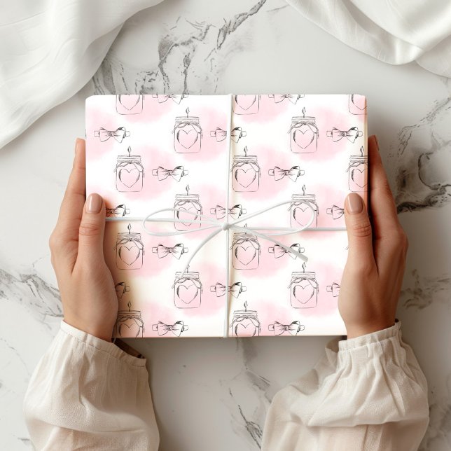 Blush Sketched Hearts Valentines Wrapping Paper (Creator Uploaded)