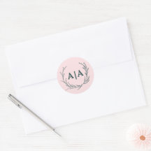Blush & Slate Grey Subtle Floral Monogram