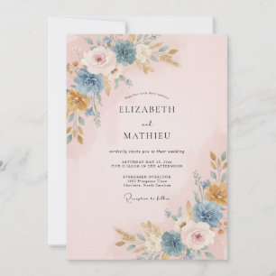 Blush Slate Peony Wedding Invitation
