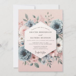 Blush Slate Romantic Bloom Wedding Invitation