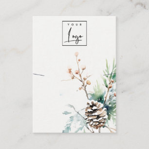 Blush Snow Winter Berries Logo Necklace Holder Business Card