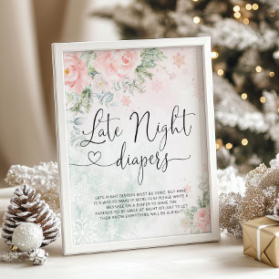 Blush snowflakes Late night diapers Poster