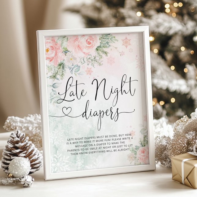 Blush snowflakes Late night diapers Poster (Creator Uploaded)
