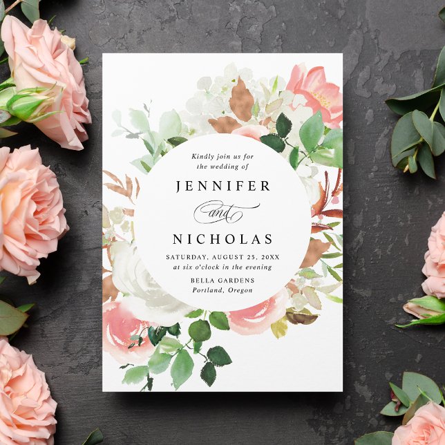 Blush Spring Floral Frame Wedding Invitation (Creator Uploaded)
