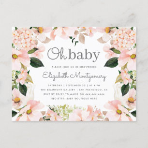 Blush Spring Floral Wreath Oh Baby Shower Invitation Postcard