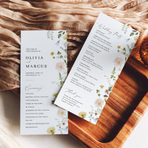 Blush Spring Whimsical Wildflower Elegant Wedding Program