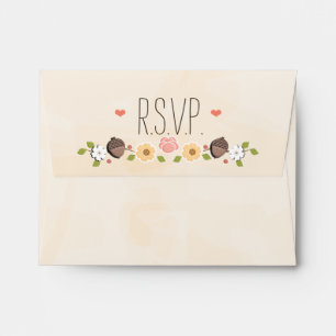 Blush String of Lights Acorn Fall Wedding RSVP Envelope