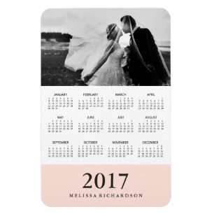 Blush Stripe   Elegant 2017 Photo Calendar Magnet