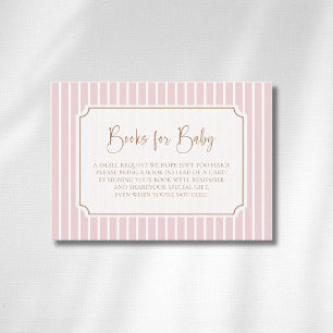 Blush Stripe Whimsical Gold Frame Books For Baby Enclosure Card
