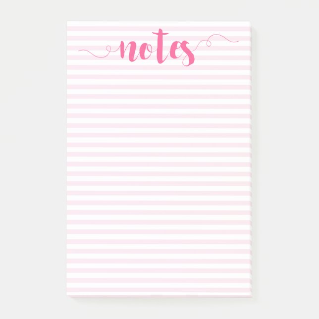 Blush stripes & Pink Brush Script Post-it Notes (Front)