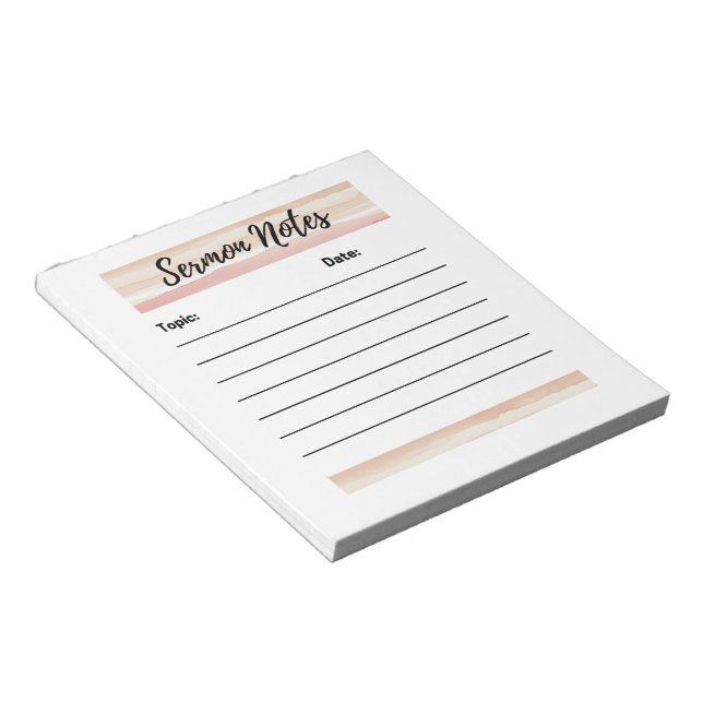 Blush Stripes Sermon Notes Notepad (Angled)