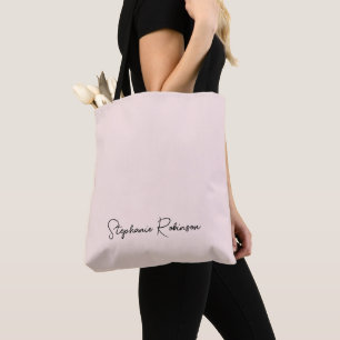 Blush Stylish Script Monogram Name Personalized Tote Bag