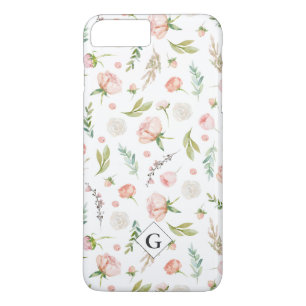 Blush Summer Floral Pattern   Monogram iPhone 8 Plus/7 Plus Case