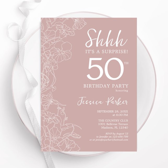 Blush Surprise 50th Birthday Invitation (Creator Uploaded)