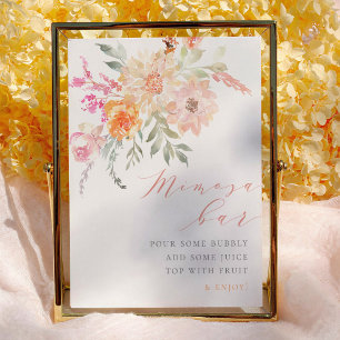 Blush Teal Floral Baby Shower Mimosa Bar Sign