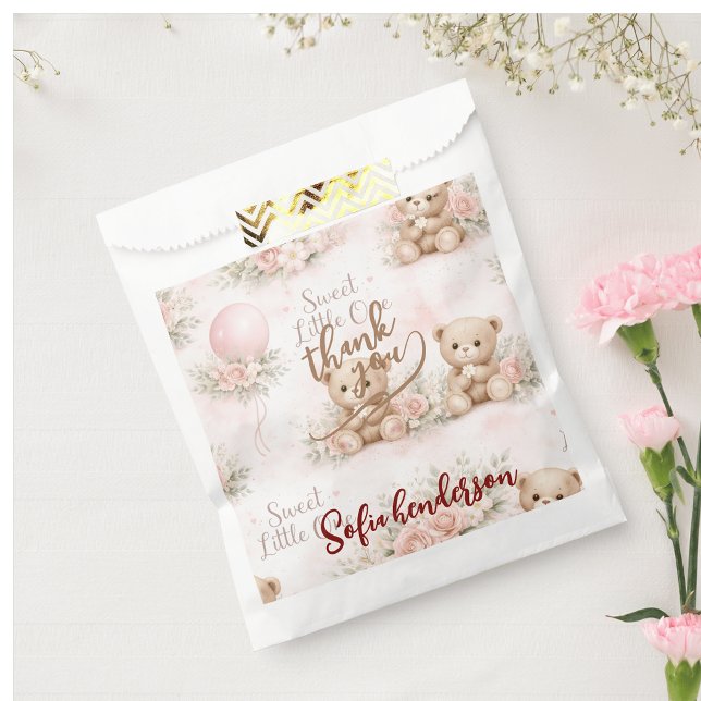 blush teddy bear Floral favour bag (Creator Uploaded)
