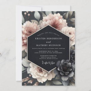 Blush Tenebrous Bloom Wedding Invitation