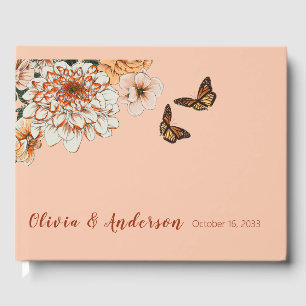 Blush Terracotta Floral Autumn Wedding Guest Book