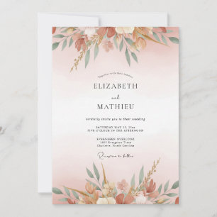 Blush Terracotta Foliage Eucalyptus Wedding Invitation