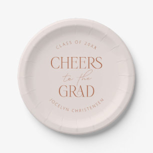 Blush Terracotta Personalised Cheers Grad Party Paper Plate