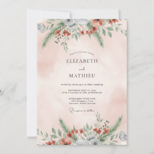 Blush Terracotta Wildflower Wedding Invitation