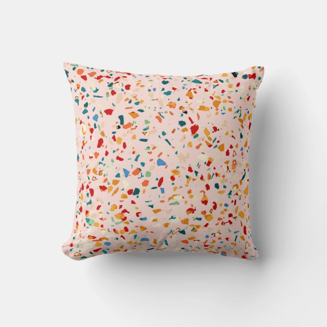 Blush Terrazzo | Pink Eclectic Speckles | Abstract Cushion (Front)