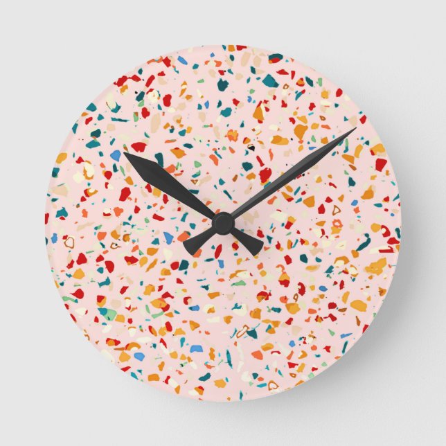 Blush Terrazzo Round Clock (Front)
