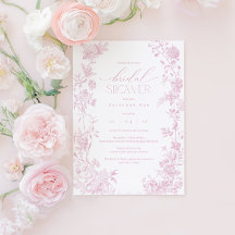 Blush Toile Bridal Shower Invite | Pink Floral Chi