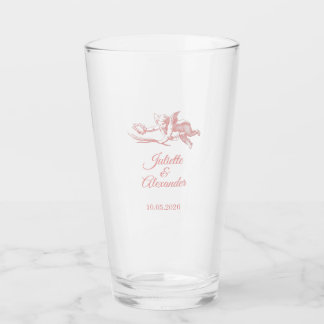 Blush Toile de Jouy Wedding Glass Cup with Cherub