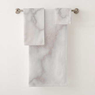 Blush tones pink rose gold white marble pattern bath towel set