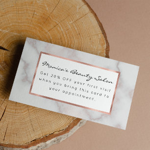 Blush tones pink rose gold white marble pattern discount card