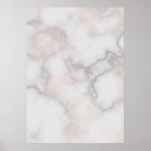 Blush tones pink rose gold white marble pattern poster