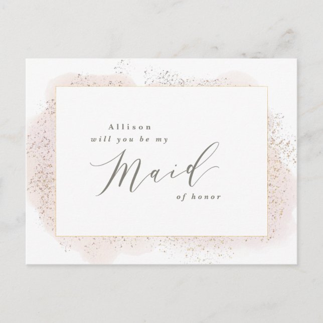 BLUSH TOUCH MAID OF HONOR POSTCARD. INVITATION POSTCARD (Front)