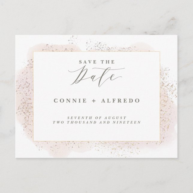 BLUSH TOUCH SAVE THE DATE POSTCARD. ANNOUNCEMENT POSTCARD (Front)