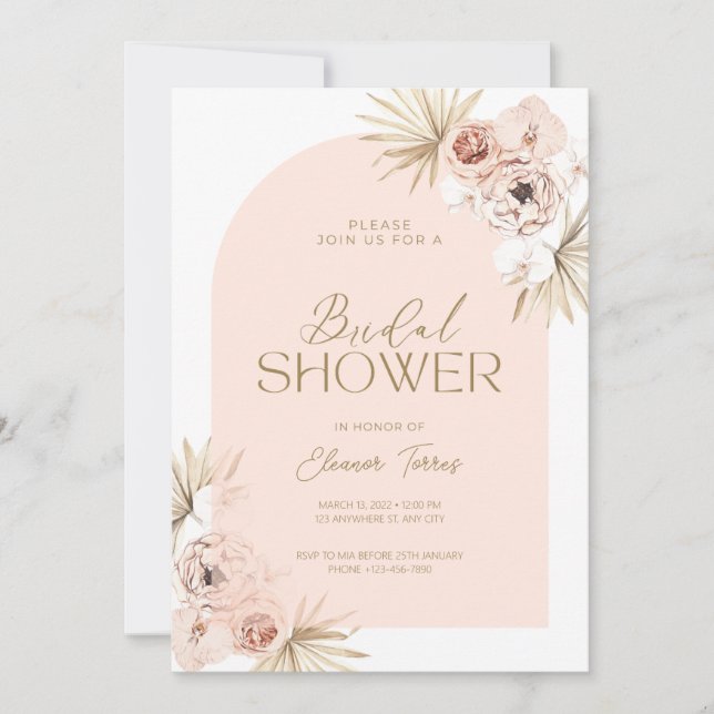 Blush trendy arch Bridal Shower invitation (Front)