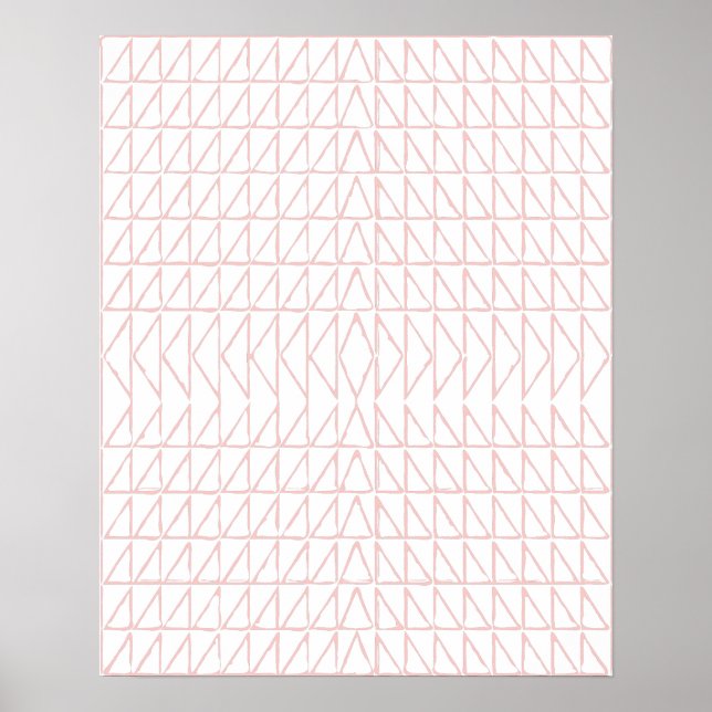 Blush Triangles Organic Line Art Drawing Poster (Front)