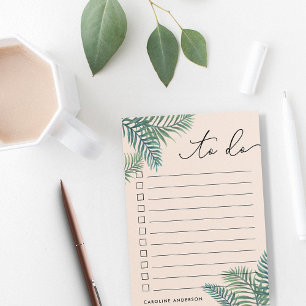 Blush Tropical Foliage Personalised To-Do List Post-it Notes