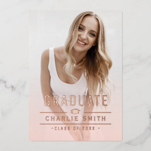 Blush Typography Photo Graduation Announcements