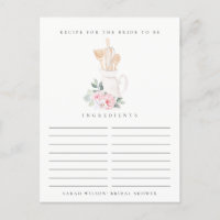 Blush Utensil Floral Recipe Request Bridal Shower