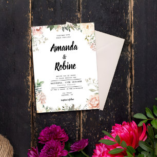 Blush Vintage Garden Floral Wedding Invitation