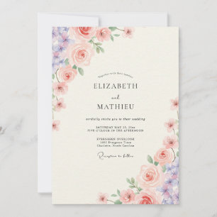 Blush Violet Peony Wedding Invitation