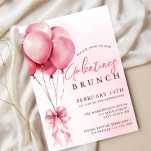 Blush Watercolor Balloon Galentines Brunch 