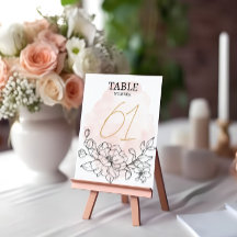 Blush Watercolor & Black Floral Elegant Wedding