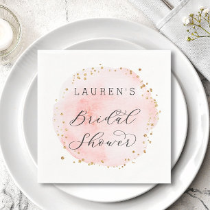 Blush Watercolor Circle Bridal Shower Napkin
